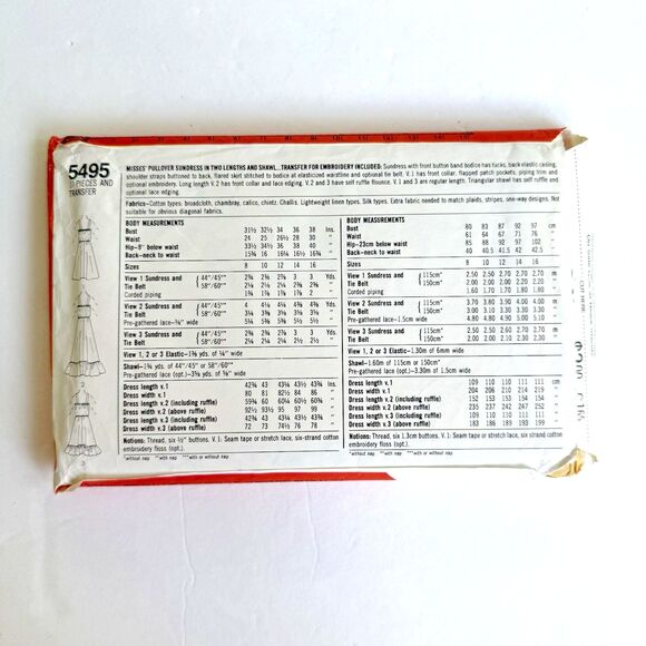 Vtg 80s Simplicity 5495 Sundress Tucks Wrap Embroidery Cottagecore Pattern Sz 12 - Picture 2 of 3